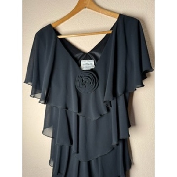 Ann Hobbs for Cattiva Saks Fifth Avenue Dress Tiered Ruffle Formal Black - Picture 1 of 6